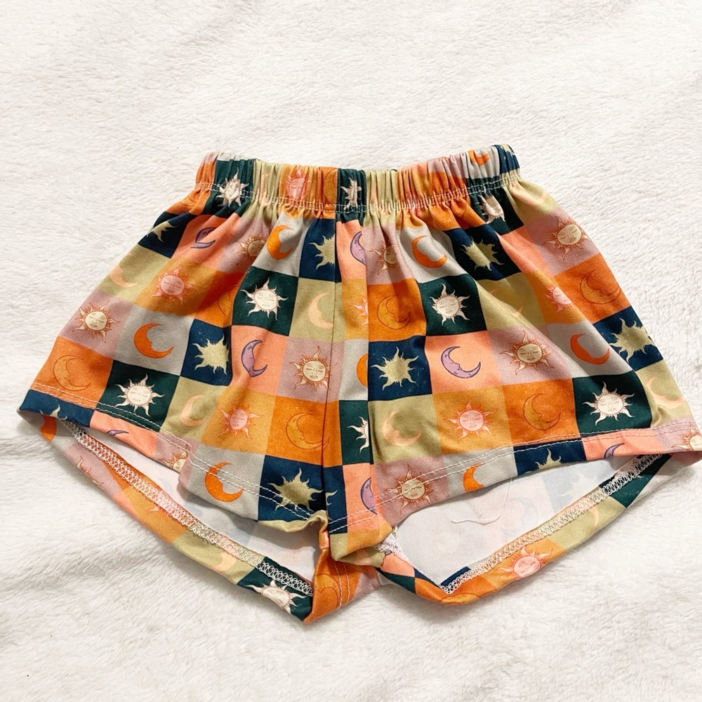 Colorful Toddler Shorts with Sun and Moon Pattern